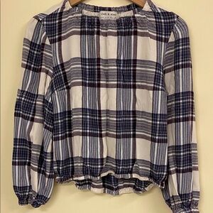Anthropologie Cloth & Stone Cropped Plaid Flannel Size Small